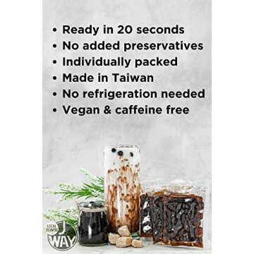 J WAY BOBA NOW Authentic Instant Tapioca Boba Pearls for Milk Tea, Smoothies and Desserts, Brown Sugar Flavor (Ready in Just 20 Seconds) - 5 Servings