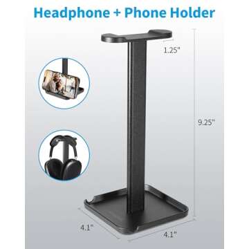 XMANA 2-in-1 Aluminum Headphone & Phone Holder - Stylish Gaming Stand