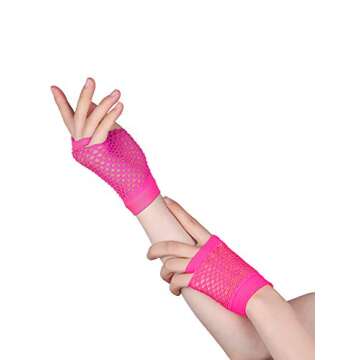 Blulu 80s Costume Accessories for Women Lace Headband Neon Earrings Fishnet Gloves for 80s Retro Party Halloween(null)