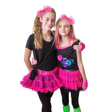 Blulu 80s Costume Accessories for Women Lace Headband Neon Earrings Fishnet Gloves for 80s Retro Party Halloween(null)