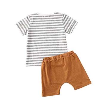 fhutpw Baby Boys 2Pcs Summer Outfits Short Sleeve T-Shirt Tops Elastic Waistband Shorts Set Toddler ...
