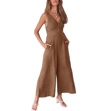 Chic ANRABESS Women’s Summer Wide Leg Jumpsuit for Casual and Dressy Looks