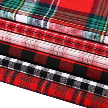 Tatuo 12 Pieces Christmas Fat Fabric Bundles Buffalo Plaid Fat Quarters Cotton Fabric Square Bundles 19.5 x 15.7 Inch Charm Yarn-Dyed Checked Quilting Fabric for DIY Crafting Sewing(Simple Style)