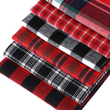 Tatuo 12 Pieces Christmas Fat Fabric Bundles Buffalo Plaid Fat Quarters Cotton Fabric Square Bundles 19.5 x 15.7 Inch Charm Yarn-Dyed Checked Quilting Fabric for DIY Crafting Sewing(Simple Style)
