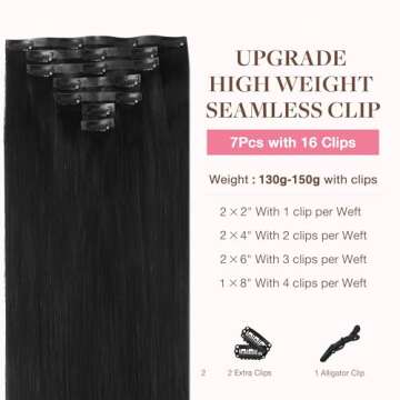 GOO GOO Clip in Hair Extensions Real Human Hair, Remy Human Hair Extensions Clip ins for Women, Natu...