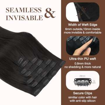 GOO GOO Clip in Hair Extensions Real Human Hair, 20inch