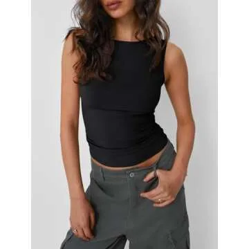Trendy Queen Women Going Out Casual Tank Tops Spring Summer Basic Cute 2025 Sleeveless Shirt Y2K Fas...
