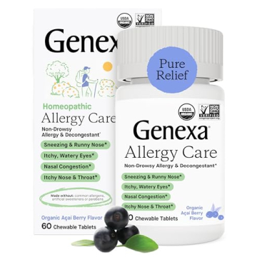 Genexa Allergy Care for Adults | Non-Drowsy, Organic Acai Berry Flavor | 60 Tablets