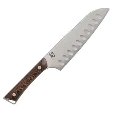 Shun Kanso 7" Hollow Ground Santoku Knife, Handcrafted Japanese All Purpose Knife, AUS10A Stainless Steel Blade, Tagayasan Handle, Versatile Japanese Cutting Tool for Professional and Home Chefs
