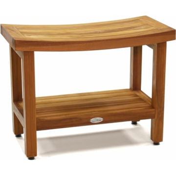 AquaTeak Patented 24" Sumba Teak Shower Bench with Shelf - Elegant & Water-Resistant
