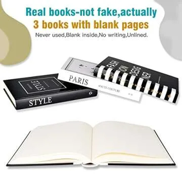 Fashion Decorative Book Stack,Set of 3 Hardcover Modern Decorative Books,Fashion Design Book Set for Coffee Table(Fashion/Paris/Style)