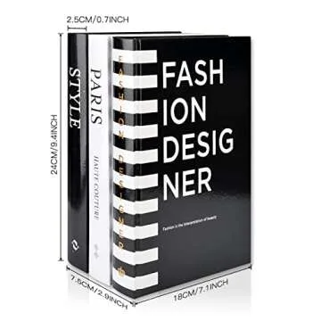 Fashion Decorative Book Stack,Set of 3 Hardcover Modern Decorative Books,Fashion Design Book Set for Coffee Table(Fashion/Paris/Style)