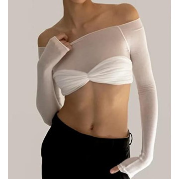 Trendy Y2K Off Shoulder Long Sleeve Tee for Women