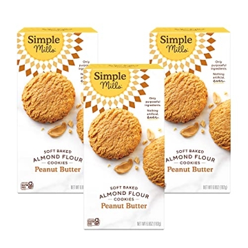 Simple Mills Peanut Butter Almond Flour Cookies - 3 Pack of Gluten Free Treats