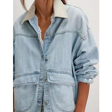 Oversized Lumister Womens Jean Jacket for All Seasons