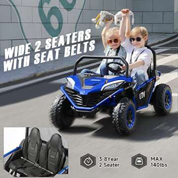 ELEMARA 2 Seater Ride On Car for Kids Gift,12V 10AH Electric Off-Road Truck,4MPH Large Car,Side by S...