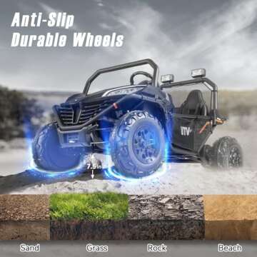 ELEMARA 2 Seater Ride On Car for Kids Gift,12V 10AH Electric Off-Road Truck,4MPH Large Car,Side by Side Vehicle Max 140lbs with Remote Control,LED Light,Bluetooth,3 Speeds,2 Spring Suspension,Blue