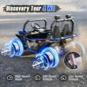 ELEMARA 2 Seater Ride On Car for Kids Gift,12V 10AH Electric Off-Road Truck,4MPH Large Car,Side by Side Vehicle Max 140lbs with Remote Control,LED Light,Bluetooth,3 Speeds,2 Spring Suspension,Blue