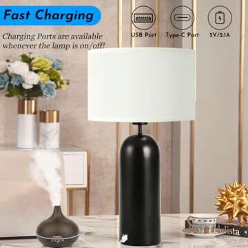MoMyofdy 22inch Tall Table Lamps Set of 2 Black& White Touch Control Table Lamps 3-Way Dimmable Lamp...