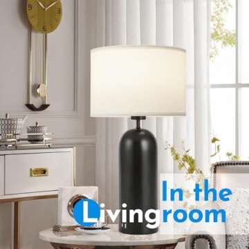 MoMyofdy 22inch Tall Table Lamps Set of 2 Black& White Touch Control Table Lamps 3-Way Dimmable Lamps with USB A+C Ports Modern Bedside Nightstand Lamps for Bedroom Tall End Table Lamps Living Room