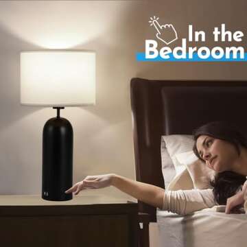 MoMyofdy 22inch Tall Table Lamps Set of 2 Black& White Touch Control Table Lamps 3-Way Dimmable Lamps with USB A+C Ports Modern Bedside Nightstand Lamps for Bedroom Tall End Table Lamps Living Room