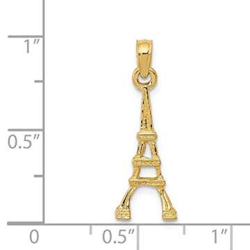 BillyTheTree Jewelry 14K Yellow Gold Eiffel Tower Pendant - A Stunning Tribute to Parisian Elegance