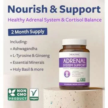 Adrenal System Support & Cortisol Manager (2 Month Supply) Powerful Ashwagandha & L-Tyrosine Fatigue...