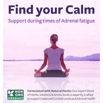 Adrenal System Support & Cortisol Manager (2 Month Supply) Powerful Ashwagandha & L-Tyrosine Fatigue Supplement - Maintain Balanced Cortisol Levels, Health, & Stress Relief - Non-GMO - 60 Capsules