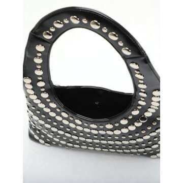 Studded Purses for Women Vegan Leather Hobo Bag Y2K Purse 2025 Spring Tote Bag Stud Crescent Shoulder Handbag