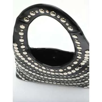 Studded Purses for Women Vegan Leather Hobo Bag Y2K Purse 2025 Spring Tote Bag Stud Crescent Shoulder Handbag