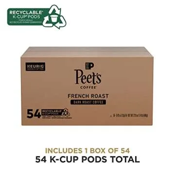 Peet's Coffee Dark Roast K-Cup Pods - French Roast 54 Count - Premium Quality for Every Coffee Lover