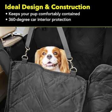Meadowlark Dog Car Seat Cover, Heavy Duty Dog Seat Cover for Back Seat, Extra Padded Non-Slip Dog Hammock, Water-Resistant Back Seat Protector for Cars Trucks and SUVs (58" W x 54" L)