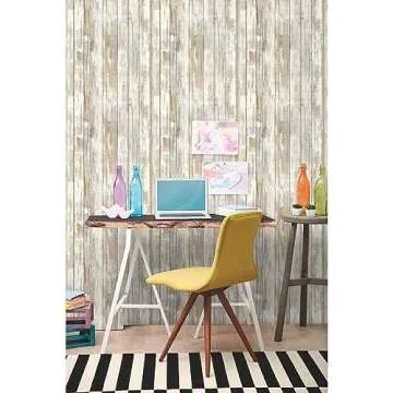 RoomMates RMK9050WP Distressed Wood Wallpaper for Easy Decor
