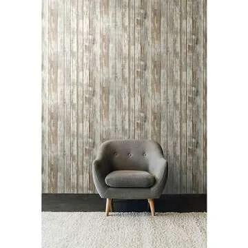 RoomMates RMK9050WP Distressed Wood Wallpaper for Easy Decor