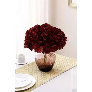 AVIVIHO Burgundy Silk Hydrangeas 10pcs Floral Arrangements