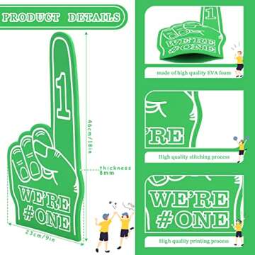 Sotiff 3 Pieces Giant Foam Finger 18 Inch We're Number 1 Foam Hand Cheerleading Fingers for Sports C...