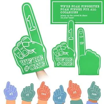 Sotiff 3 Pieces Giant Foam Finger 18 Inch We're Number 1 Foam Hand Cheerleading Fingers for Sports Cheer School Spirit Craft Team Finger Hand Pom Pom for Events Business Games(Green)