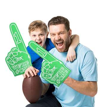 Sotiff 3 Pieces Giant Foam Finger 18 Inch We're Number 1 Foam Hand Cheerleading Fingers for Sports Cheer School Spirit Craft Team Finger Hand Pom Pom for Events Business Games(Green)
