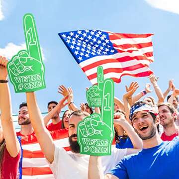 Sotiff 3 Pieces Giant Foam Finger 18 Inch We're Number 1 Foam Hand Cheerleading Fingers for Sports Cheer School Spirit Craft Team Finger Hand Pom Pom for Events Business Games(Green)