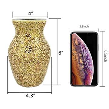 CEMABT Glass Vase for Flowers, Multicolor Gold Glass vase, Unique Handmade Tempered Cracked Mosaic Vase for Artificial Flowers Pampas Grass，Home Decor, Wedding
