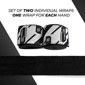 Sanabul Elastic 180 inch Boxing Hand Wraps for Boxing Gloves Muay Thai Kickboxing MMA Wraps for Men & Women, Black,180"