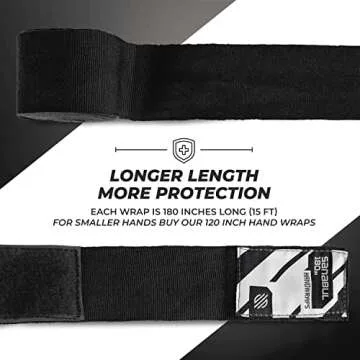 Sanabul Elastic 180 inch Boxing Hand Wraps for Boxing Gloves Muay Thai Kickboxing MMA Wraps for Men & Women, Black,180"
