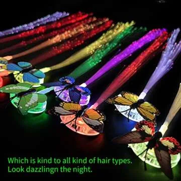 M.best 12pcs Butterfly Hair Clips, Led light Fiber Optic Hair Braid Barrettes for Girl and Women Party Favors, Assorted Color