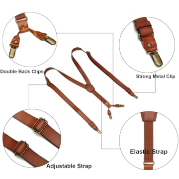 Genuine Leather Suspenders for Men - Y Design