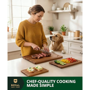 ROYAL CRAFT WOOD Acacia Wood Cutting Boards Set of 3 for Meal Prep & Serving - Charcuterie & Choppin...