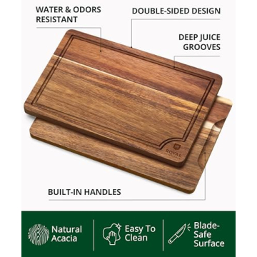 Acacia Wood Cutting Boards Set of 3 for Kitchen and Serving