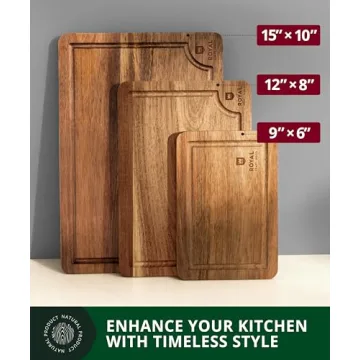 Acacia Wood Cutting Boards Set of 3 for Kitchen and Serving