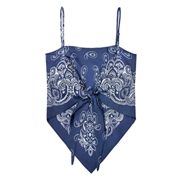 Women's Paisley Print Tie Back Crop Top for Summer Fun