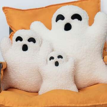 Yopcuvi Ghost Pillow, Halloween Bedding, Ghost-Shaped Pillow, Ghost Throw Pillow, Halloween Ghost Pillow (15.7 inches)