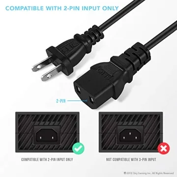 Sliq Gaming 2 Prong AC Power Cable for Xbox and PS4